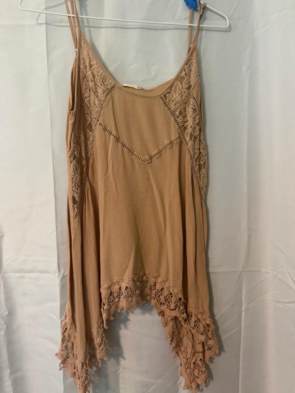 Altar'd State Tan Crochet Trim Tank Top
